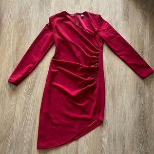 Seductive Red Asymmetrical Hem Dress - Stretchy & Figure-Flattering